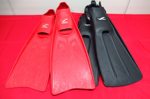 2点セット GULL ガル フィン SUPER MEW スーパーミュー Lサイズ 26-27 レッド ブラック ダイビング 管理8S0408B-B3