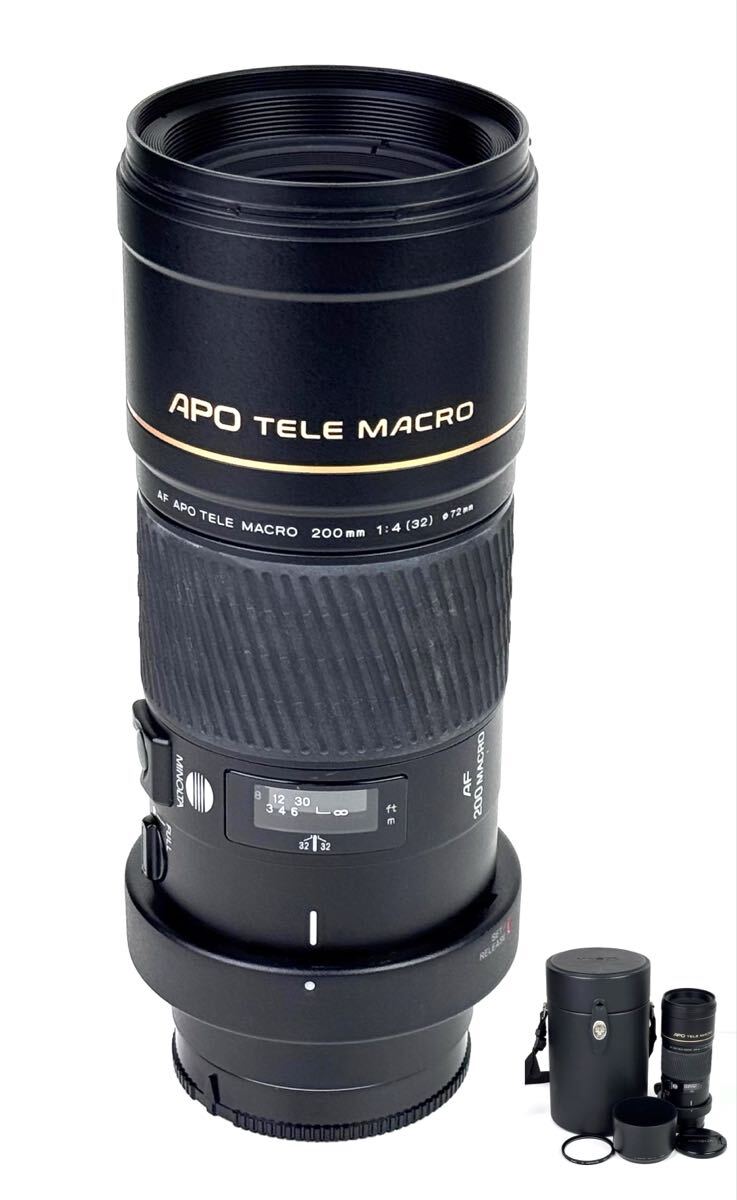 AZ-255 MINOLTA ミノルタ マクロ望遠レンズ 美品 AF APO TELE MACRO 200mm F4 G 防湿庫保管 付属品ケース付 一眼レフ カメラレンズ 