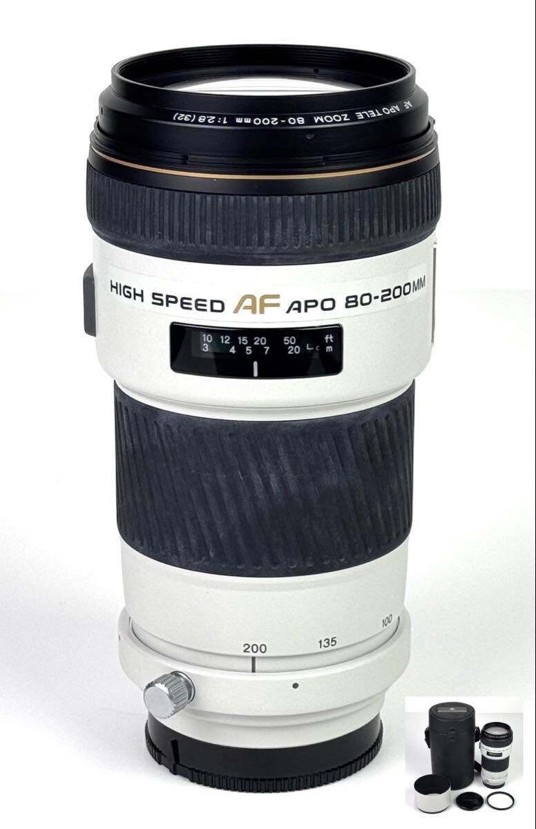 AZ-253 MINOLTA 交換レンズ AF APO TELE ZOOM 80-200mm F2.8 G 動作品 白鏡筒 大口径 望遠ズームレンズ ケース 付属品 防湿庫保管 美品