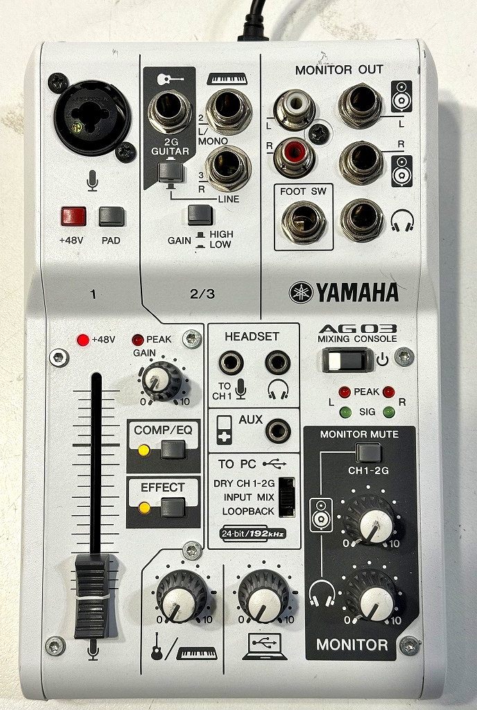 ヤマハ 中古音響機器 YAMAHA ミキシングコンソール AG03 本体のみ・痛みあり、整備・修理前提、ジャンク扱い