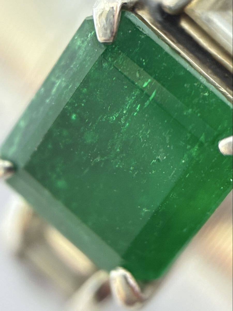 Pt900 エメラルド ダイヤモンド 0.942Carat D0.42Carat デザインリング 約6.6g 1A1409.13