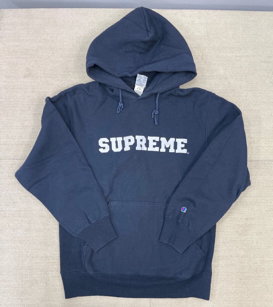 古着 90年代 SUPREME シュプリーム フーディ パーカー Mサイズ ネイビー