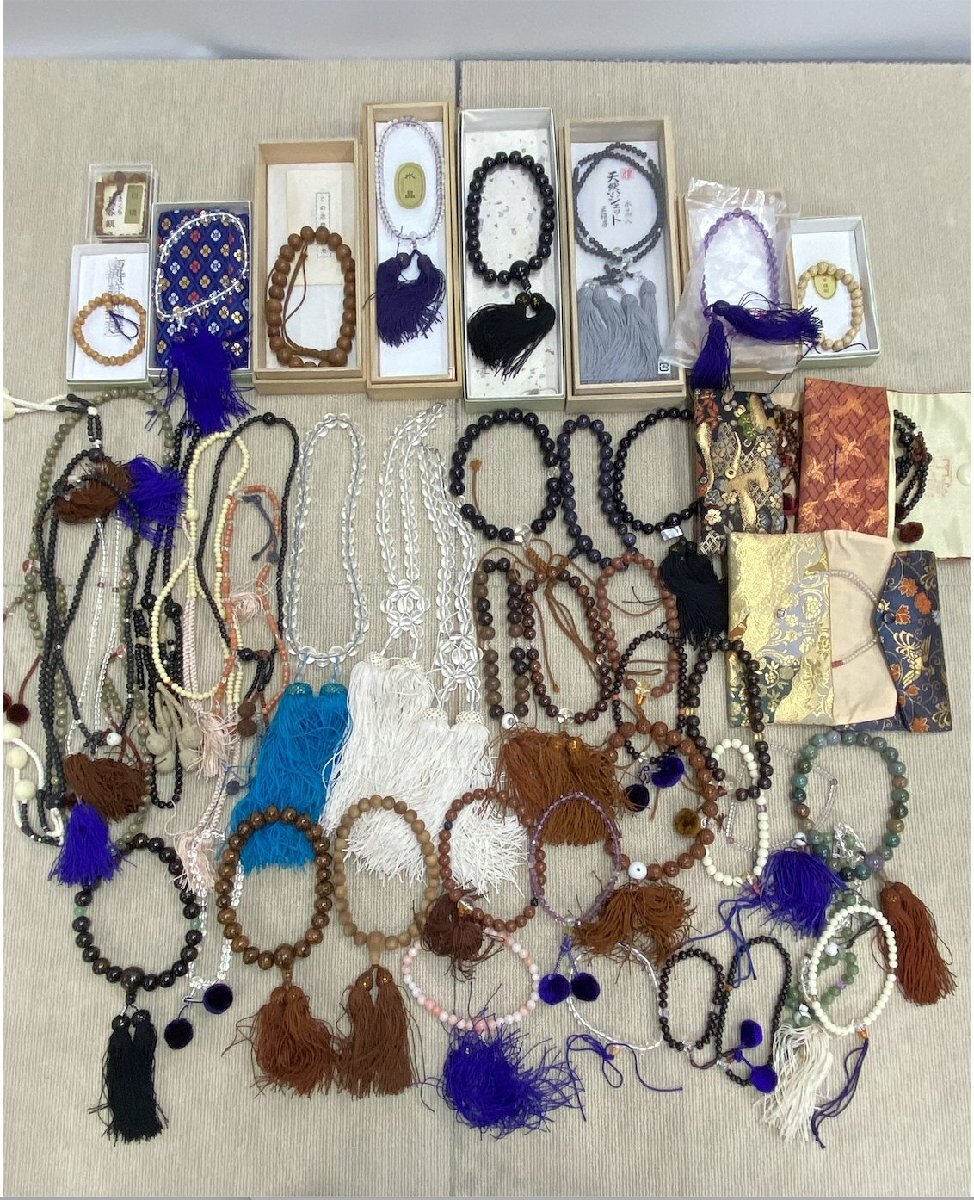 現状品 数珠 念珠 まとめて 御念珠 仏具 葬儀 法事 水晶 本黒檀 念珠袋