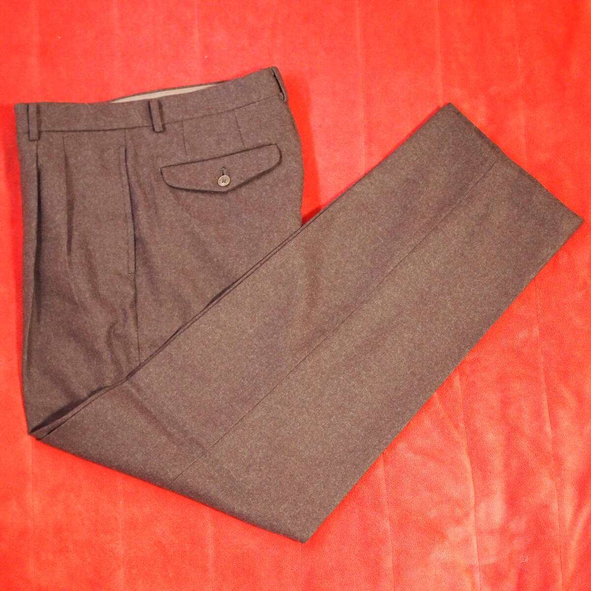 美品 80s Karl Helmut サスペンダーボタン付 ウール ツータック パンツ ブラウン 茶色 カールヘルム 金子功 検: men's bigi takeo kikuchi