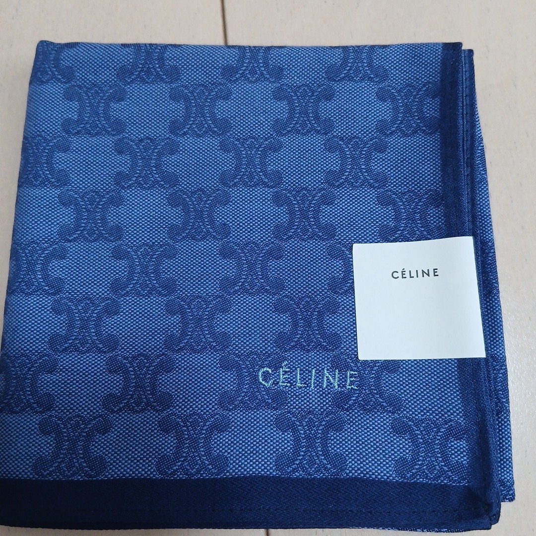 CELINE セリーヌ マカダム総柄 ブルー 綿100
