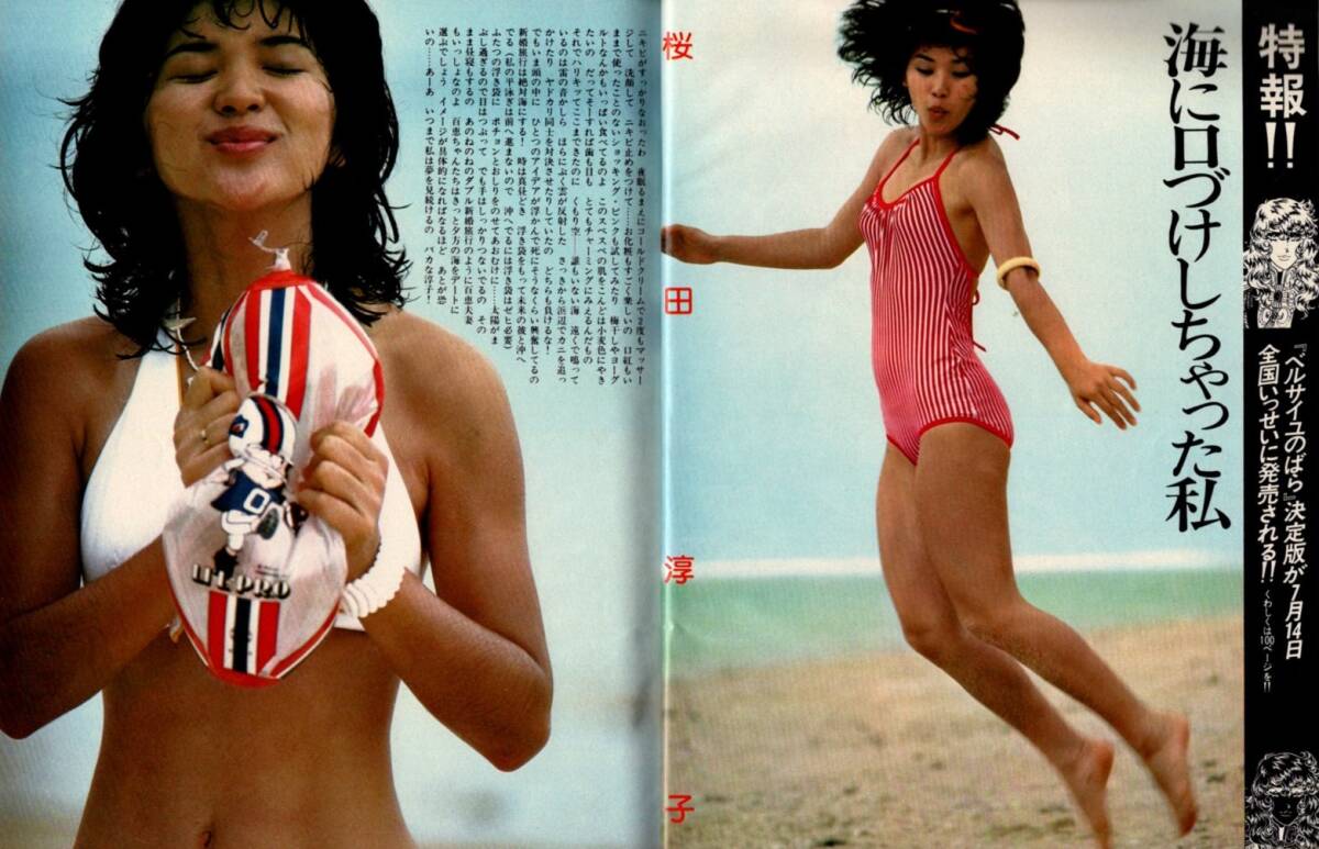 S4075 美品 明星 1976年 昭和51年 水着ビキニ 桜田淳子 松本ちえこ 山口百恵 岩崎宏美 キャンディーズ 岡田奈々 北村優子 森田アグネスラム