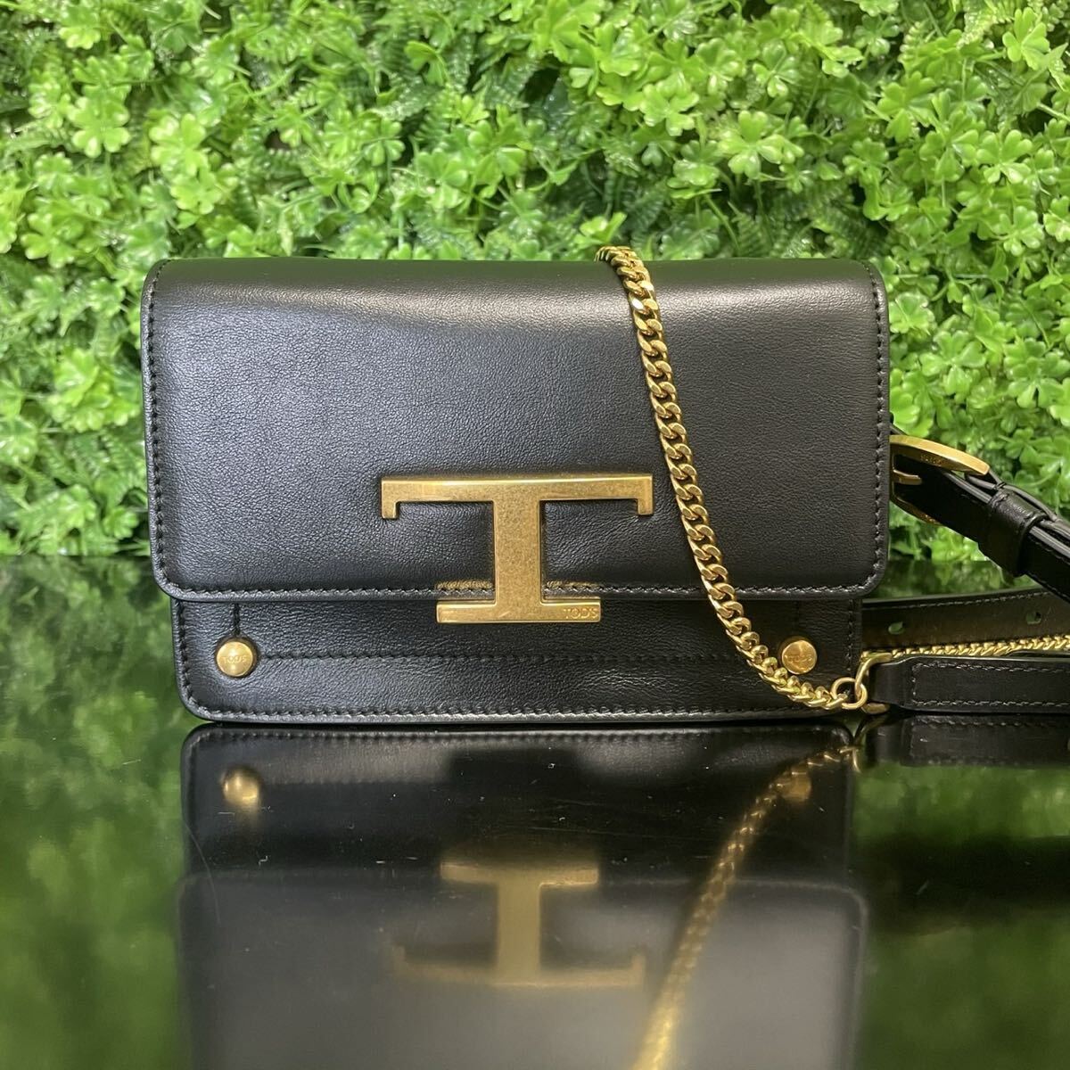 極美品　TODS トッズ レザー ショルダーバッグ タイムレス ブラック 黒 バッグ T