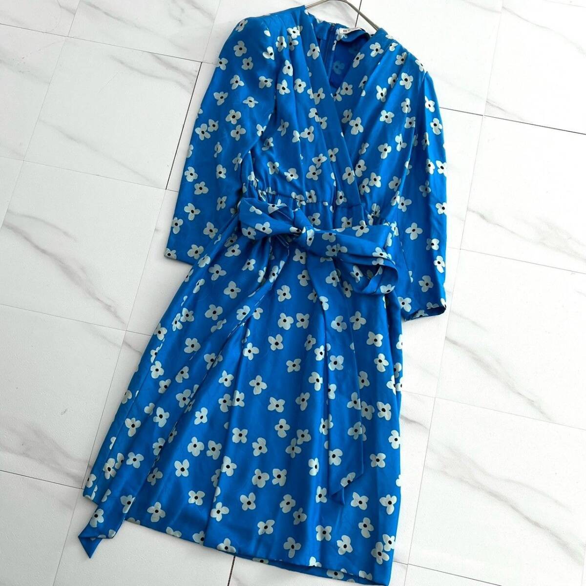 【入手困難品】GIVENCHY ジバンシー 花柄カシュクールワンピース ベルト付 大きいサイズ 15　ヴィンテージ ビンテージ ロング