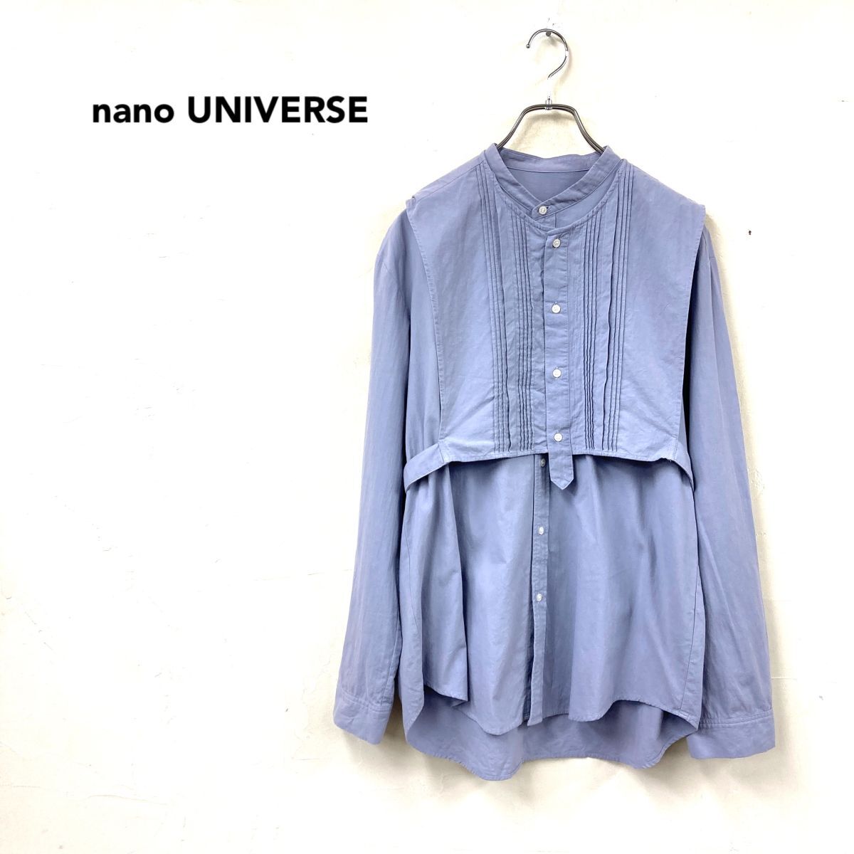 2A1188-O◆NANO UNIVERSE ナノユニニバース 長袖シャツ レディース レイヤード 取り外し可◆sizeF ブルー コットン