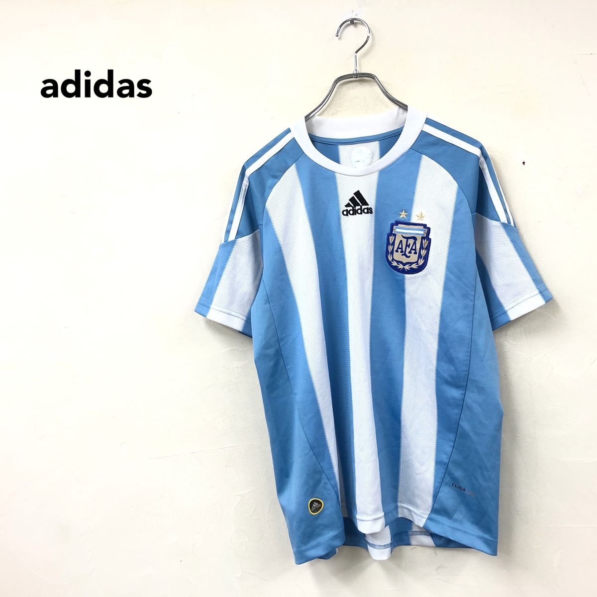 2A1403-N◆10~11年 adidas アディダス アルゼンチン代表 ゲームシャツ ユニフォーム ◆ sizeS ブルー ホワイト ポリエステル