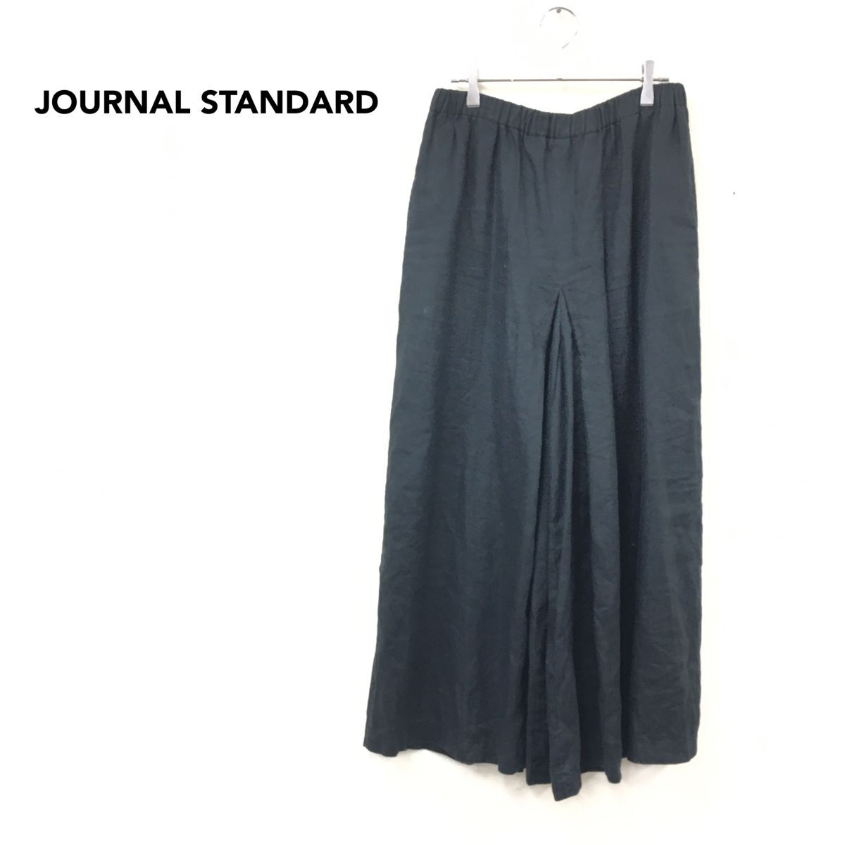 2A2191-J◆JOURNAL STANDARD ジャーナルスタンダード リネンワイドパンツ◆ブラック サイズ38 麻100% ボトムス 通気性 春夏 ロングパンツ