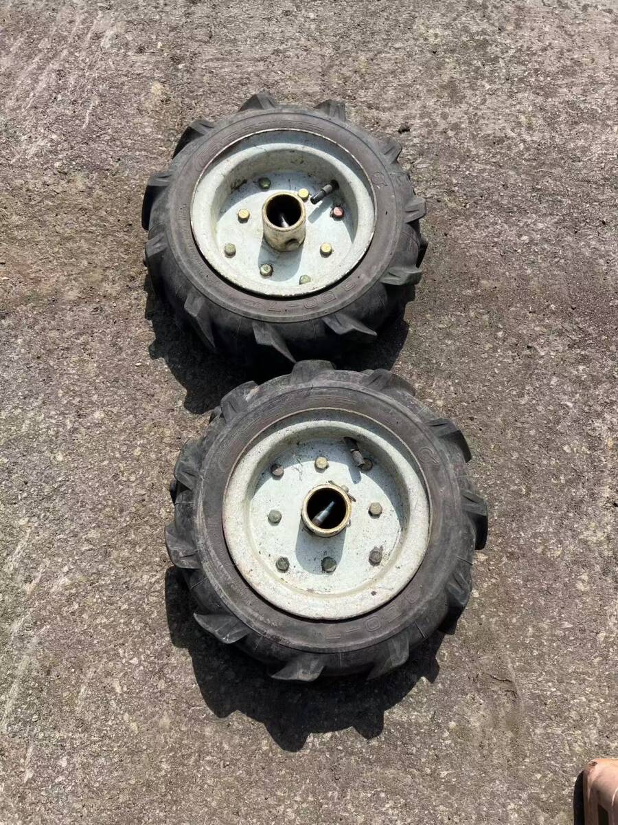 秋田発　耕運機 管理機 　3.50-7　丸軸39.7ｍｍ　タイヤホイール　2本セット 　現状渡し