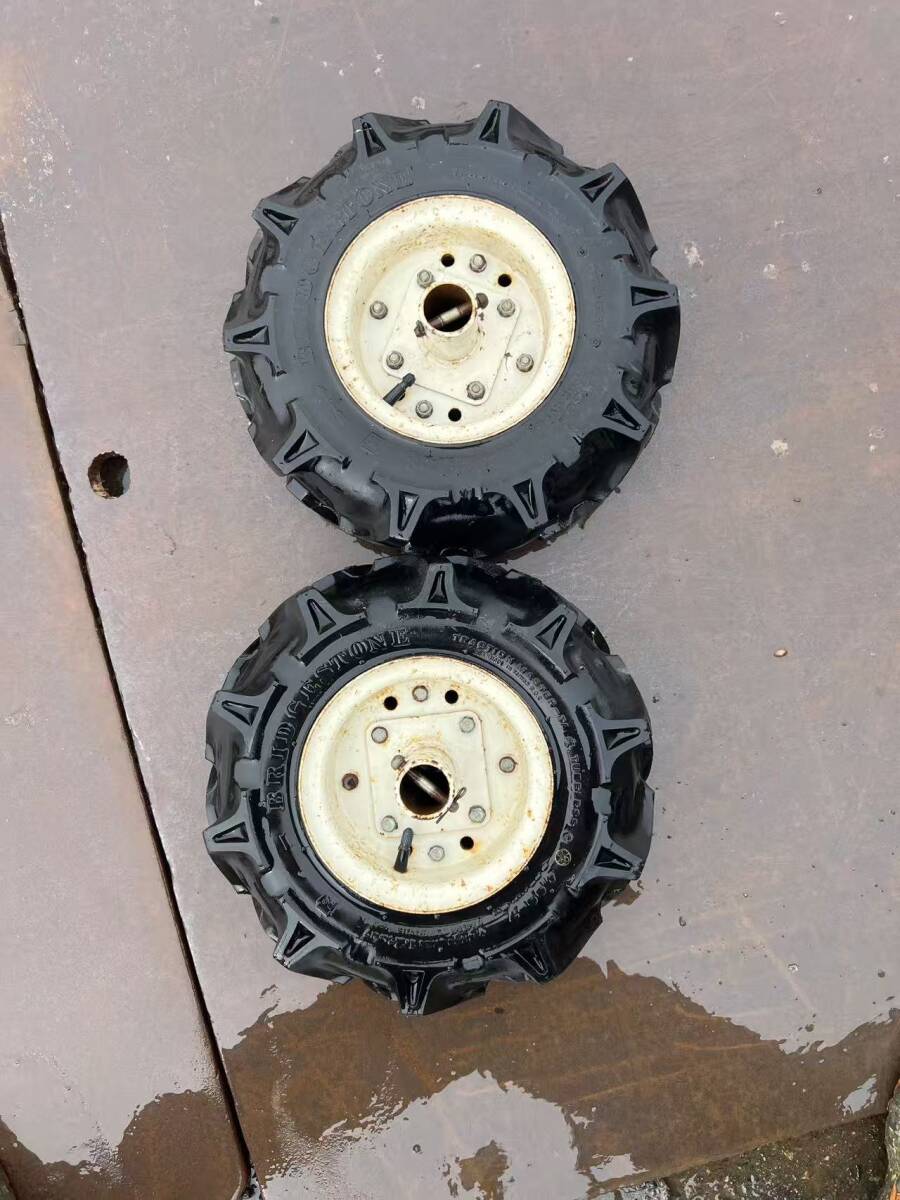 秋田発　管理機　耕運機4.00-7　2PR　ブリジストン　タイヤホイール2本セット　丸軸　39mｍイセキヤンマー三菱シバウラロビン