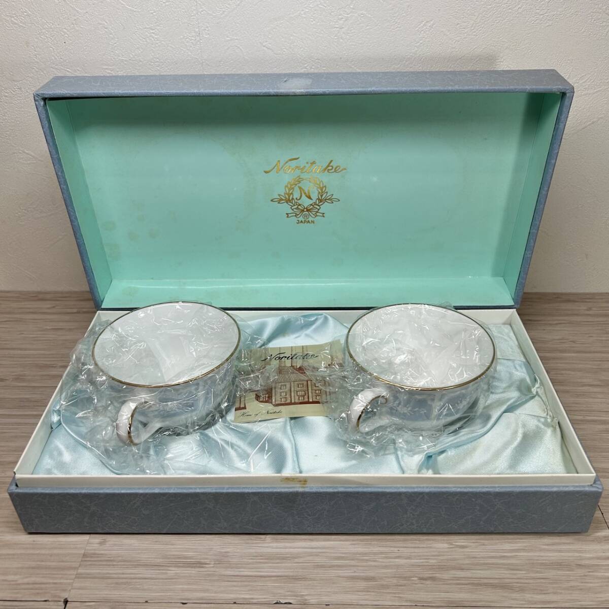 【MH-2552】未使用保管品 Noritake ノリタケ レースウッドゴールド カップ ソーサー ティーカップ 2客セット ペアセット 箱付き
