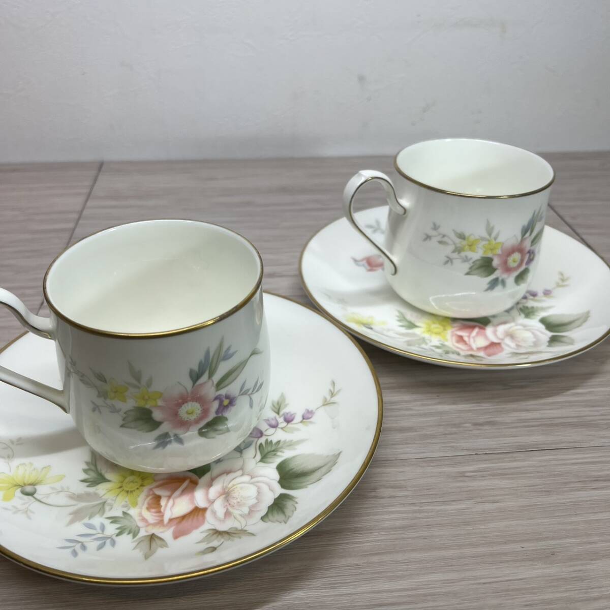 【MH-2714】未使用保管品 NARUMI ナルミ ボーンチャイナ カップ＆ソーサー コーヒーカップ 2セット ピンク 花柄