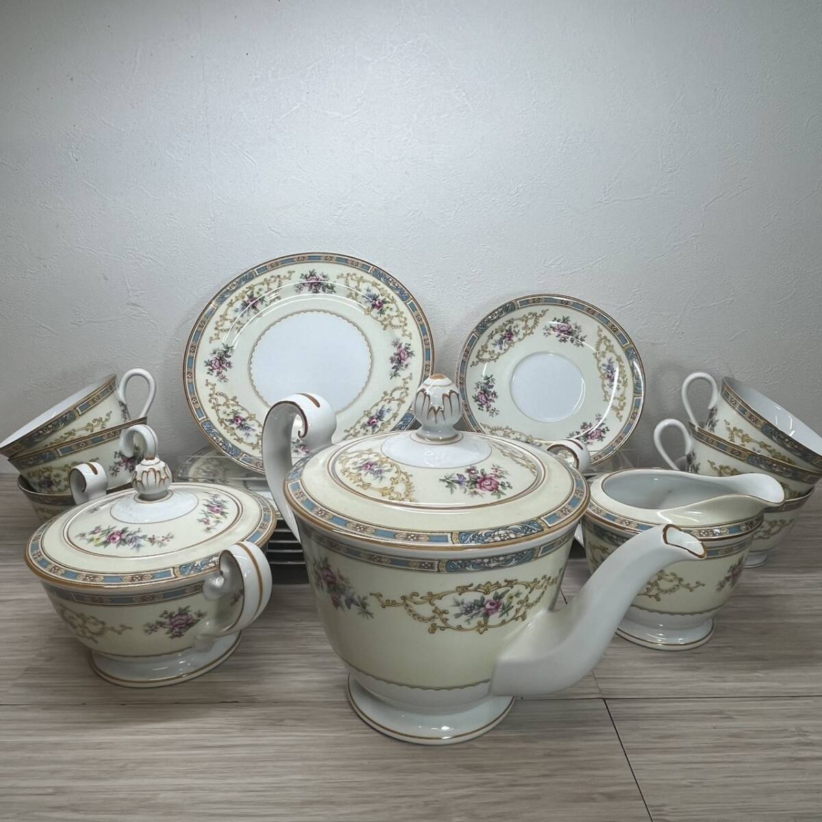 【MH-2764】未使用保管品 Noritake ノリタケ オールドノリタケ 1947年頃 マルキ印 アラベスク風 ティーセット 6客セット
