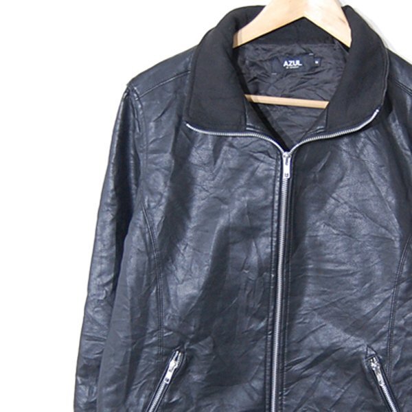 アズールバイマウジー AZUL BY MOUSSY■フェイクレザーシングルライダースジャケット　合成皮革　メンズ■M■ ※NK6401302