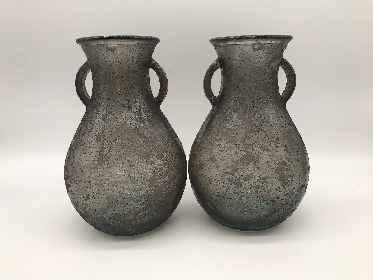 【7-6-1544】LEONARDO レオナルド フラワーベース 花瓶 2点セット アンバー系 ガラス製 中古品