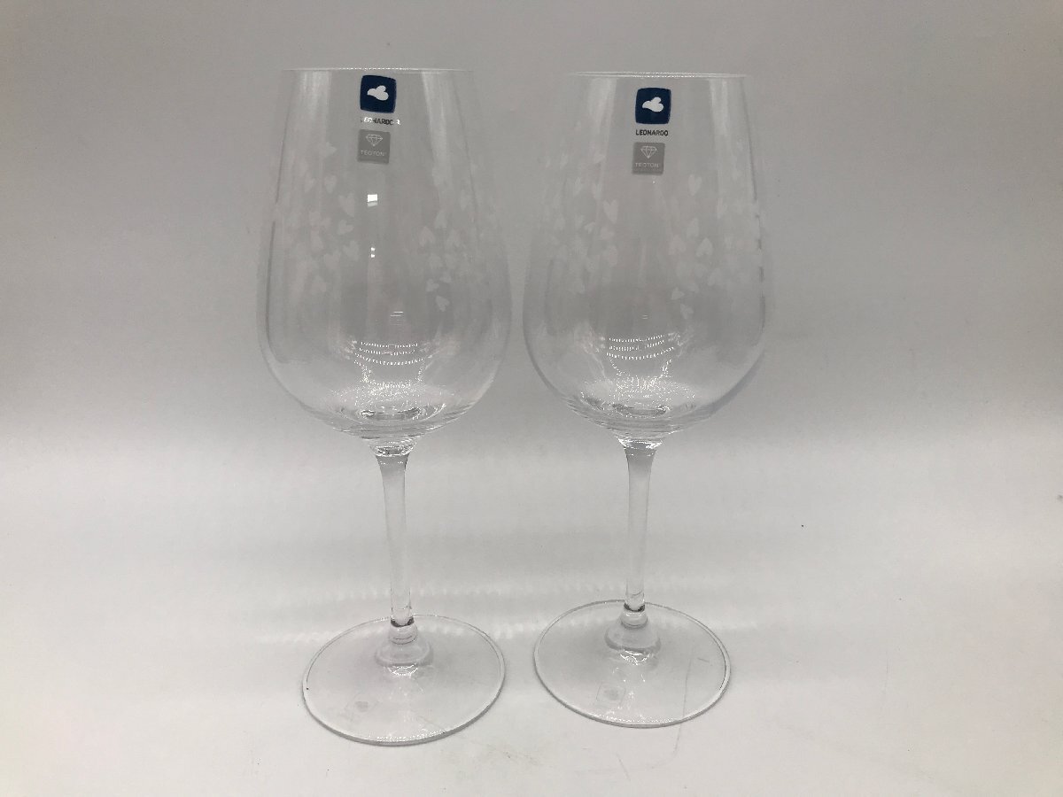【7-6-1513】LEONARDO レオナルド ALASSIO アラッシオ ワイングラス ペアセット ハート柄 450ml 未使用品