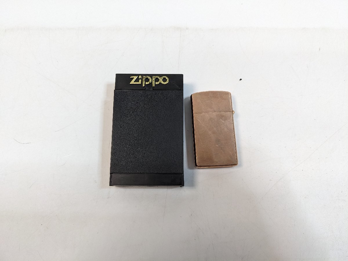 【3-4-2-2805】Zippo ジッポー スリム A XIV 1998年製 ローズゴールド ブロンズカラー 喫煙具 中古品