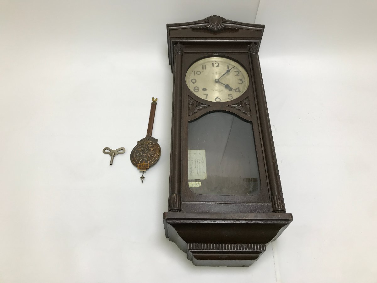 【8-2-8216】壁掛け時計 骨董 インテリア アンティーク レトロ ヴィンテージ 振り子時計 手巻き