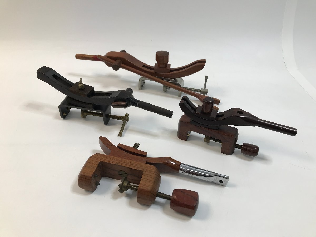 【7-1-4959】メーカー不明 ヘラブナ釣り用 万力 4点セット 中古品 木製 枕 竿受け 釣り具