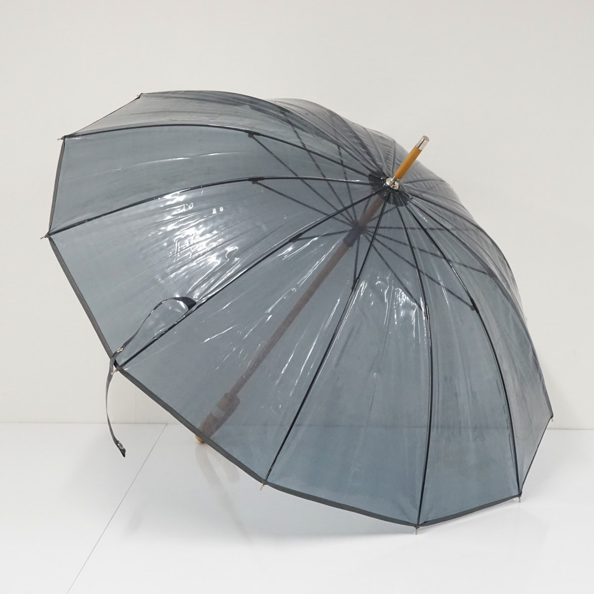 傘 Traditional Weatherwear トラディショナルウェザーウェア USED美品 クリアアンブレラ ブルーグレー ビニール傘 55cm S3689