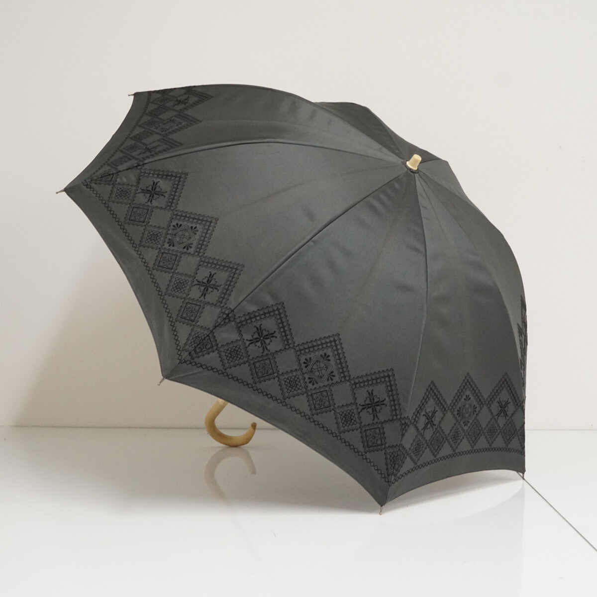 晴雨兼用日傘 USED品 帝人 遮熱ナノ 日蔭だまり 遮光 遮熱 UV 通販生活 ダークグレー 50cm S3684