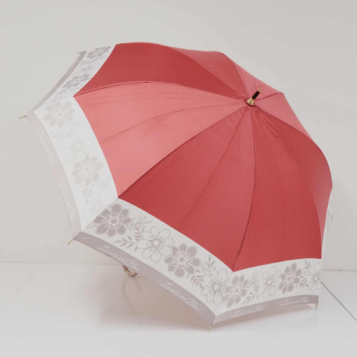 傘 LANVIN en Bleu ランバンオンブルー USED美品 フラワー 花柄 耐風 ジャンプ 60cm A3717