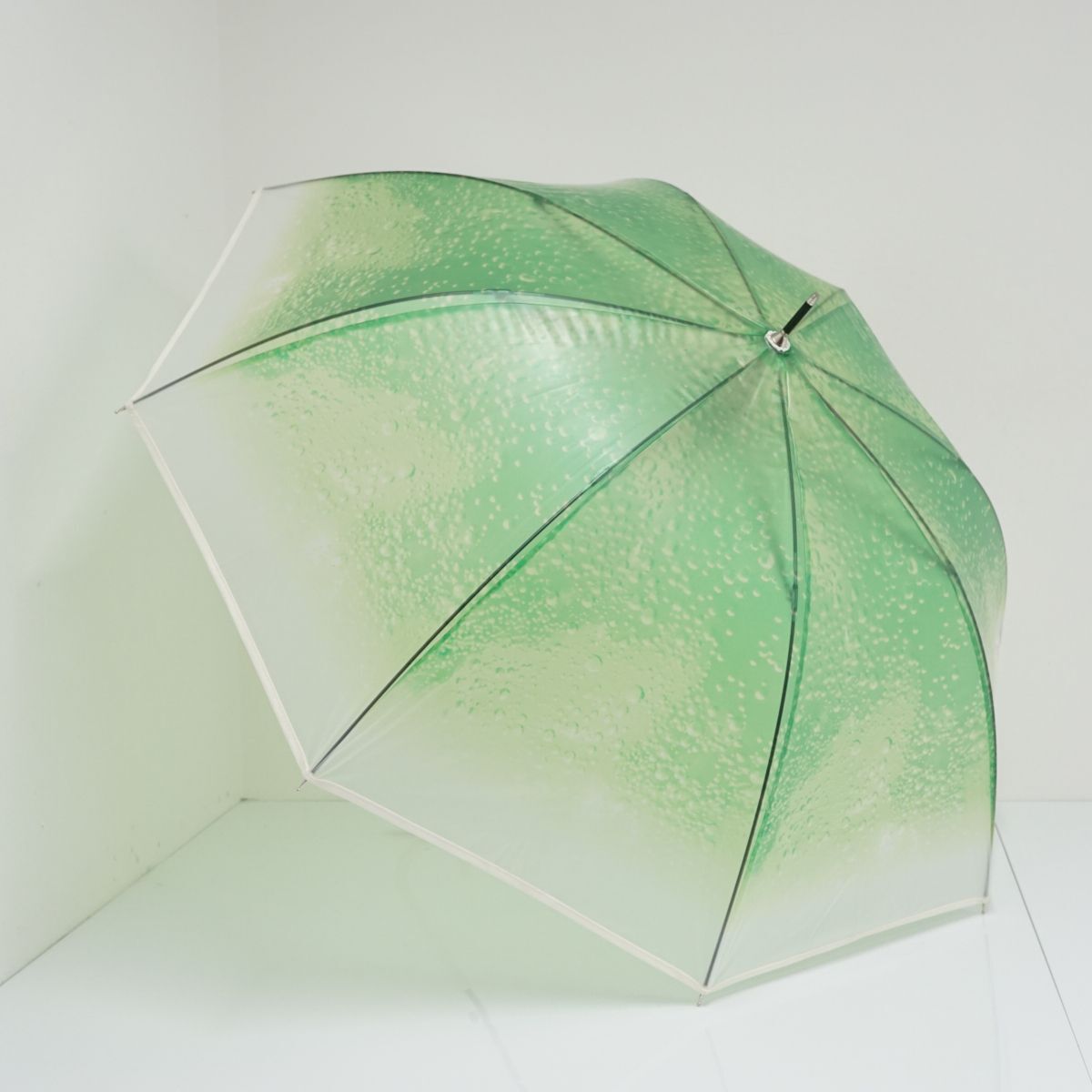 Wpc. ワールドパーティー 傘 USED美品 旅する喫茶×Wpc. グリーン 新緑のクリームソーダ ジャンプ ビニール 60ｃｍ T B1898
