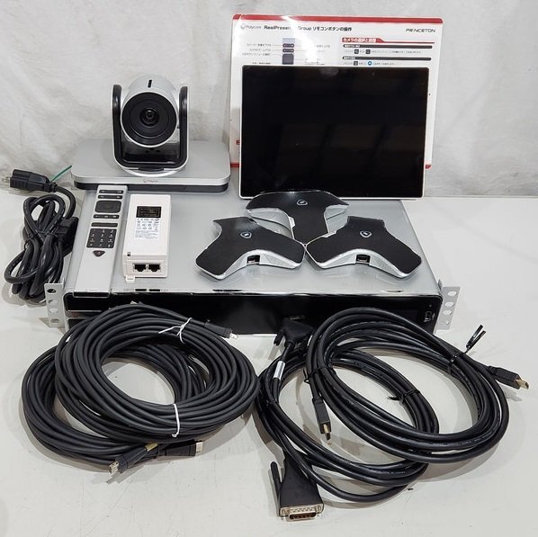 [現状品] POLYCOM テレビ会話システム RealPresence Group 700 RealPresenceTouch/マイク/カメラ/リモコン 2019年製 初期化済 (2)
