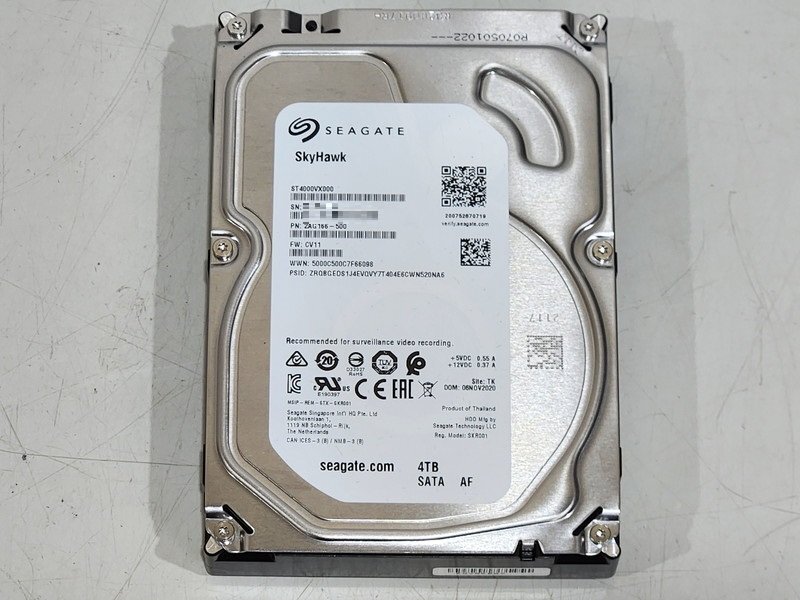 [現状品] SEAGATE SkyHawkモデル ビデオ監視録画向け 3.5インチHDD SATA 4TB ST4000VX000 29997時間 HDDフォーマット済み (1)