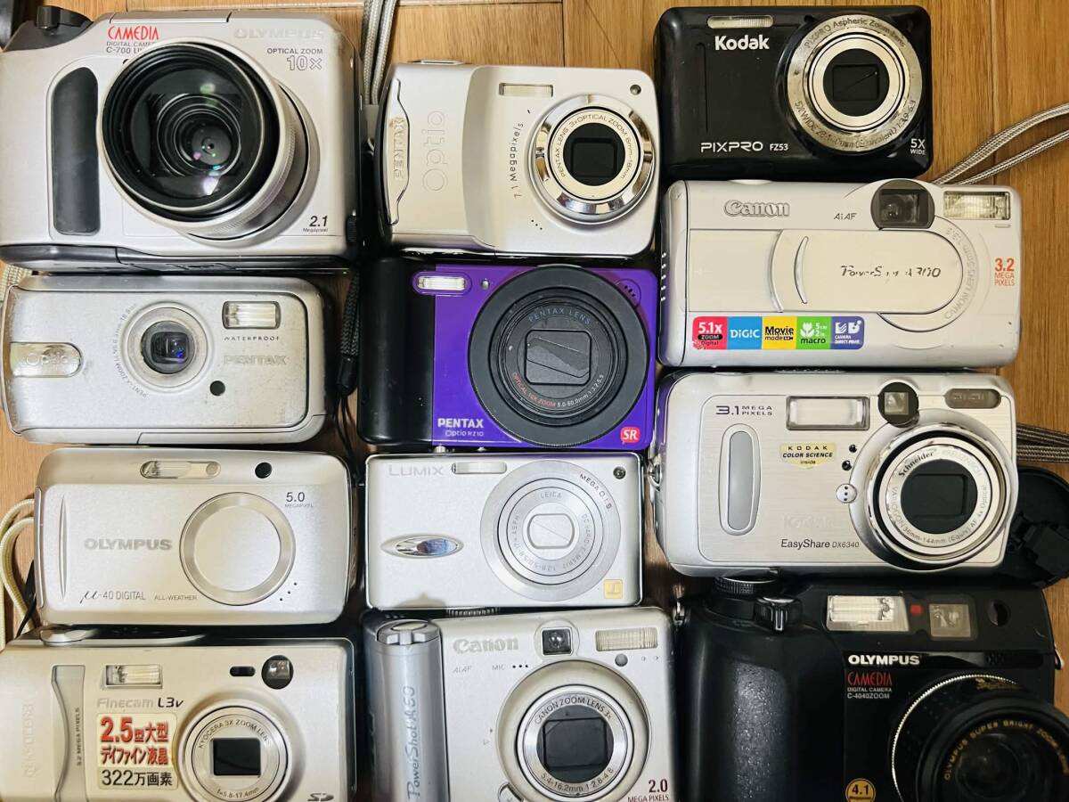 計12点 コンパクトデジタルカメラ まとめ売り 動作未確認 PENTAX CANON OLYNPUS Panasonic 等 大量出品 ジャンク 在庫処分
