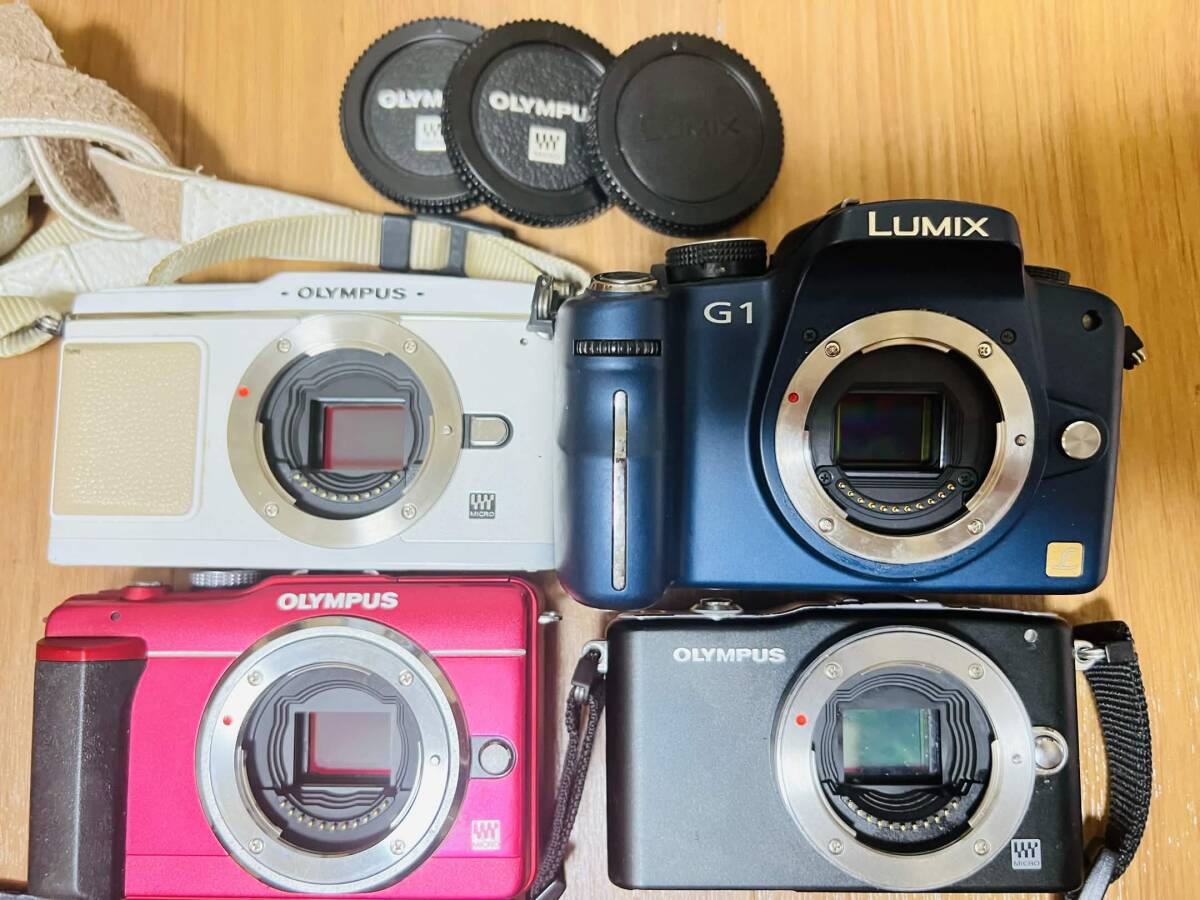 計4点 ミラーレス一眼カメラ まとめ売り 動作未確認 OLYNPUS PEN Panasonic Lumix 等 大量出品 ジャンク 在庫処分