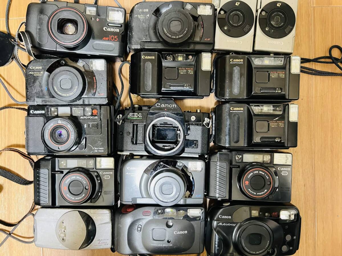 計16点 Canon コンパクトフィルムカメラ等 まとめ売り 動作未確認 AE-1 PROGRAM Autoboy 等 キャノン キヤノン 大量出品 ジャンク 在庫処分