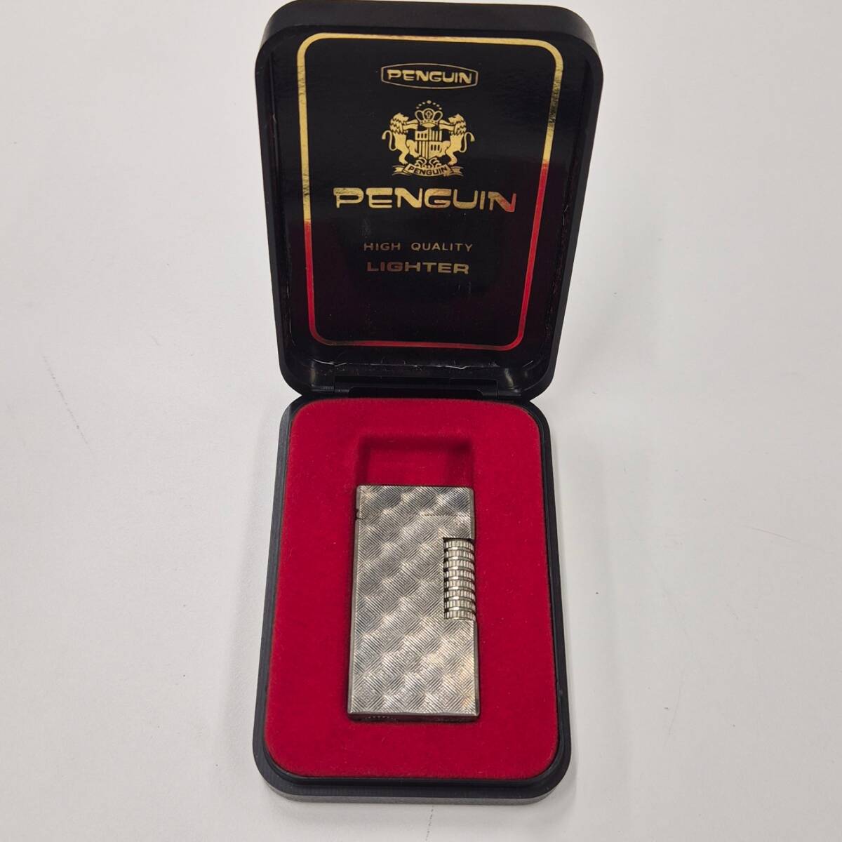 銀製 Windmill ライター 火花OK ケース付き PENGUIN ジャンク 着火未確認 アンティーク 銀 ウィンドミル 銀製刻印有 #233⑪