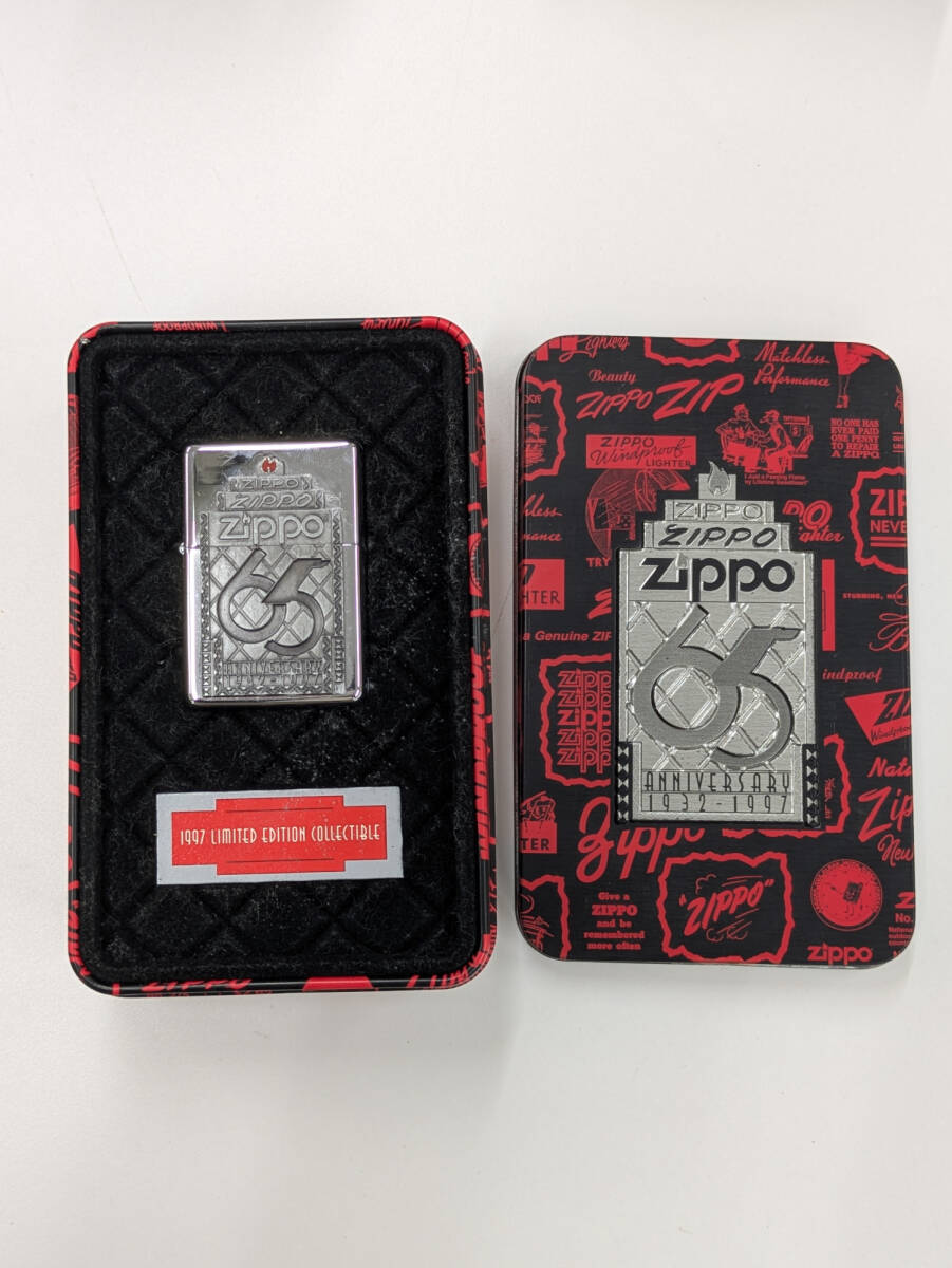 Zippo 65周年記念 ライター リミテッド 缶ケース付 ジャンク 着火未確認 ジッポーライター 1997 アニバーサリー #46769A
