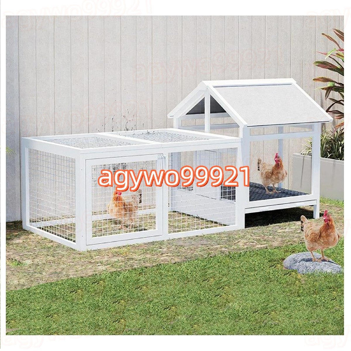 小動物 ケージ うさぎ ケージ 大型 鶏小屋 屋外 杉材製 おしゃれ 家庭用 飼育ゲージ 観賞用 屋根付き 引き出しトイレ 組み立て簡単 (白-D)