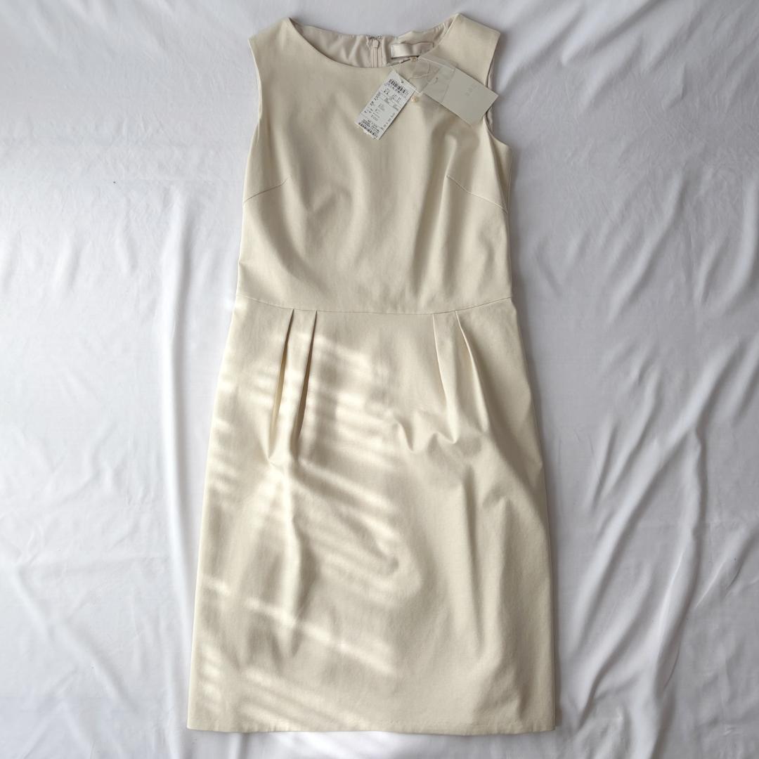 ＜未使用!!＞■自由区 ジユウク ノースリーブ ワンピース レーヨン/ポリエステル 春夏 上品 オフィス アイボリー 36(S) 管:2604150