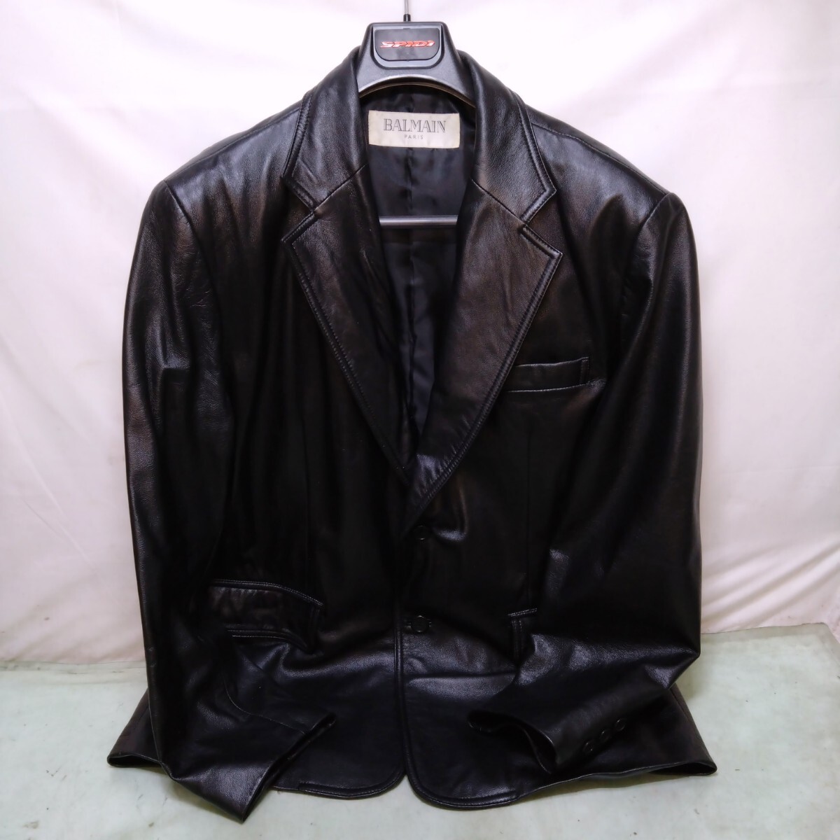 BALMAIN/バルマン レザージャケット メンズ Lサイズ ブラック 羊革 ラムレザー