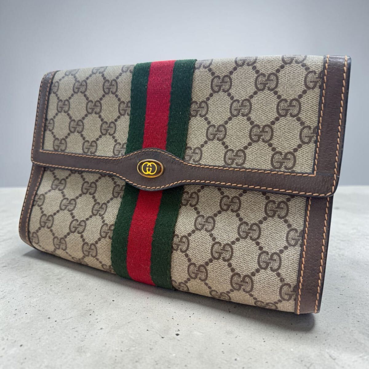 △k403A GUCCI グッチ シェリーライン GG柄 GGスプリーム クラッチバッグ セカンドバッグ オールドグッチ ハンドバック 
