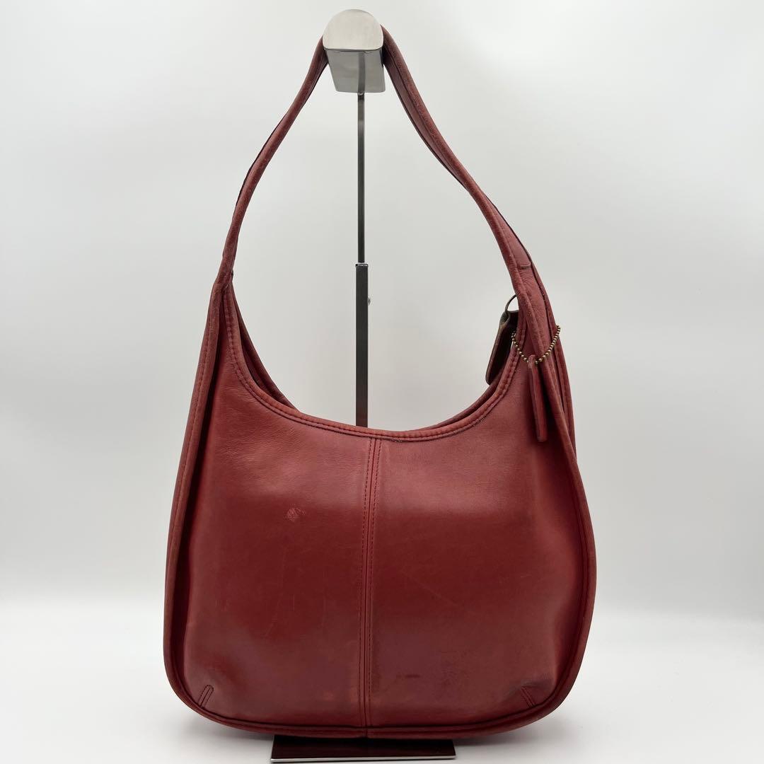 COACH エルゴ ワンショルダーバッグ ハンドバッグ グラブタンレザー ホーボー オールドコーチ ヴィンテージ コーチ 革 チャーム 赤 レッド
