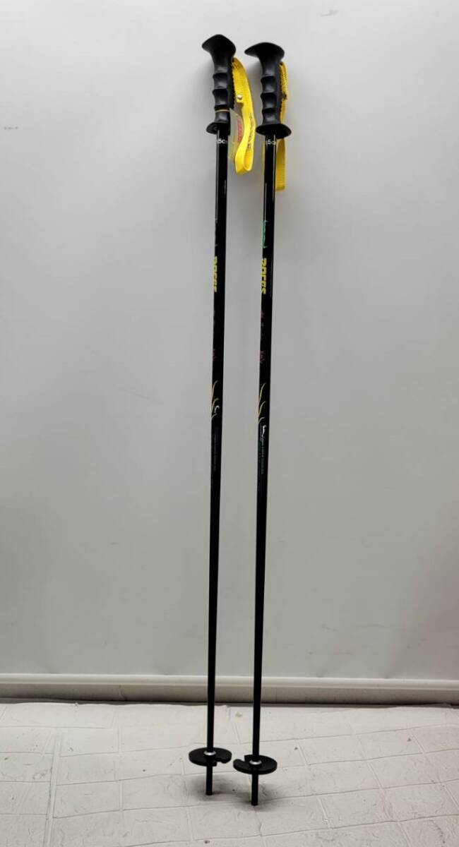 同梱不可★【在庫処分価格】 ROCES ケブラー カーボンスキーポール カーボングラファイト 115cm スキーストック スキー用品 黄☆005D