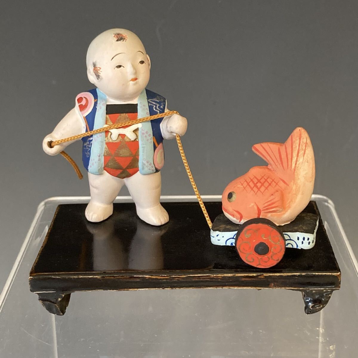 鯛引◎京都 京極 さくら井屋（共箱あり）置物、インテリア小物、小さい人形、古い日本人形（箱壊れあり）
