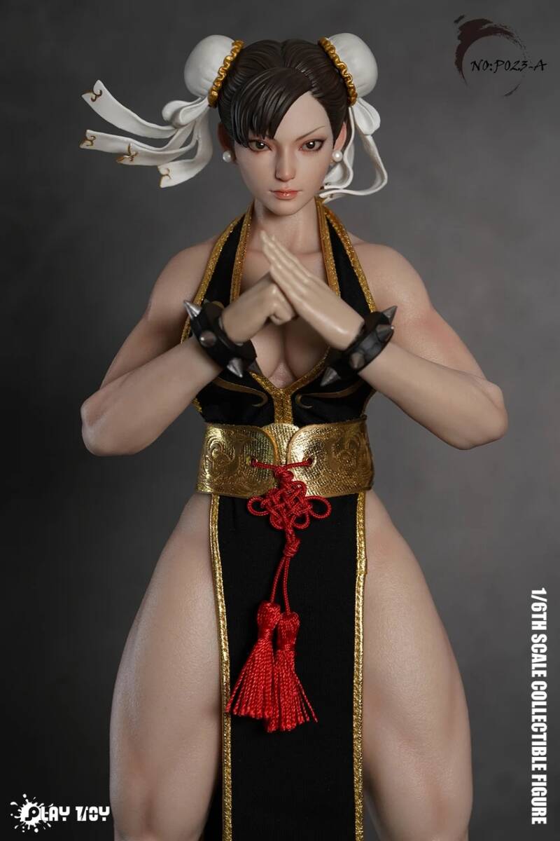 新品★1/6 PLAY TOYS 春麗　チュンリー　シームレス　シリコンフィギア　ブラックVer