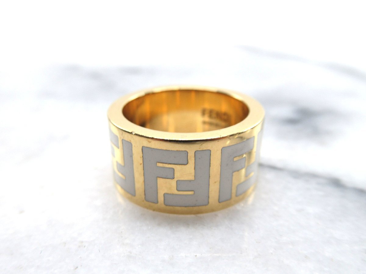 ☆☆【B送900円】2532　FENDI　フェンディ　フォーエバーリング　指輪　AR4421　ゴールドカラー　イタリア製　FFロゴ　アクセサリー　S