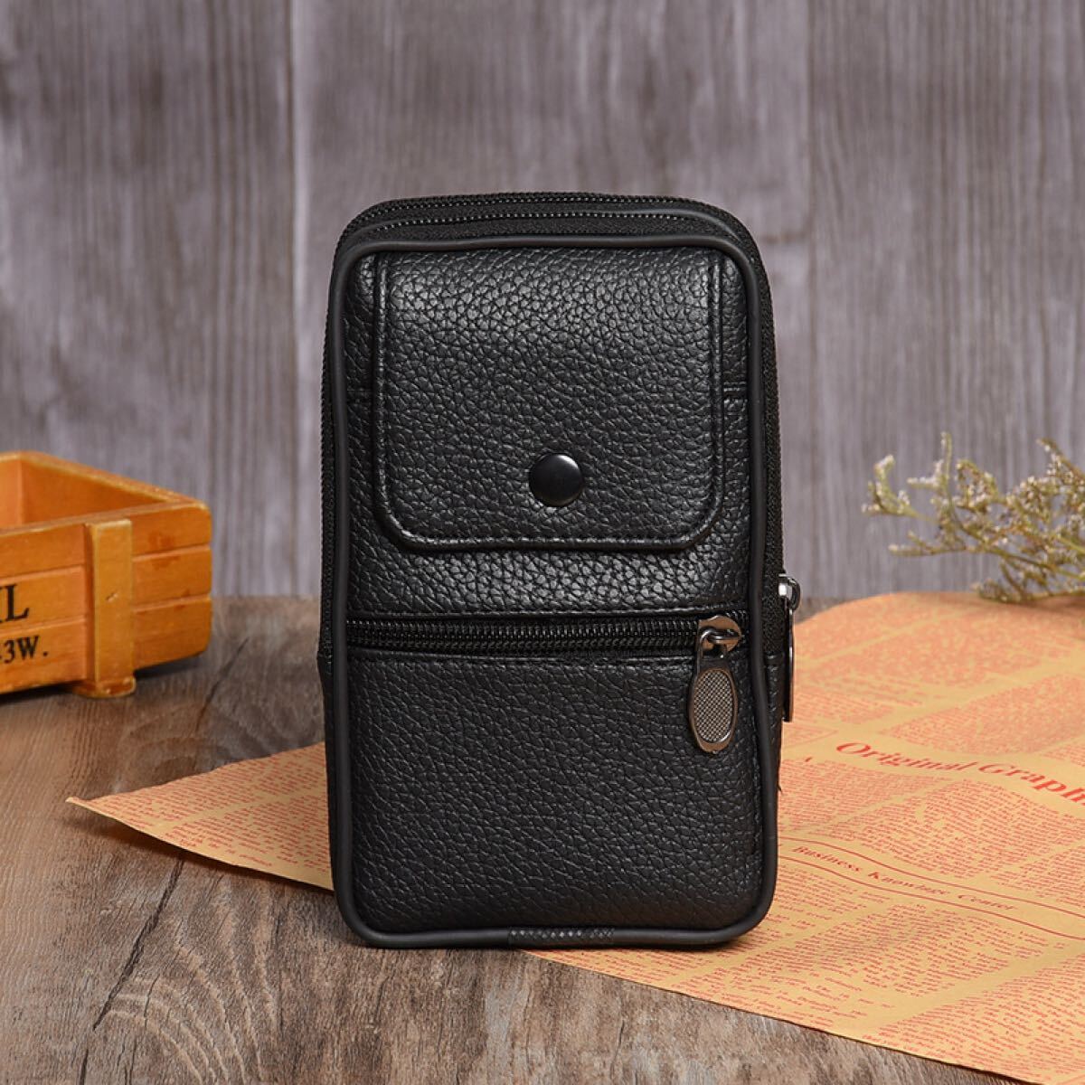 PUレザー（合皮）ベルトポーチ スマホポーチ 