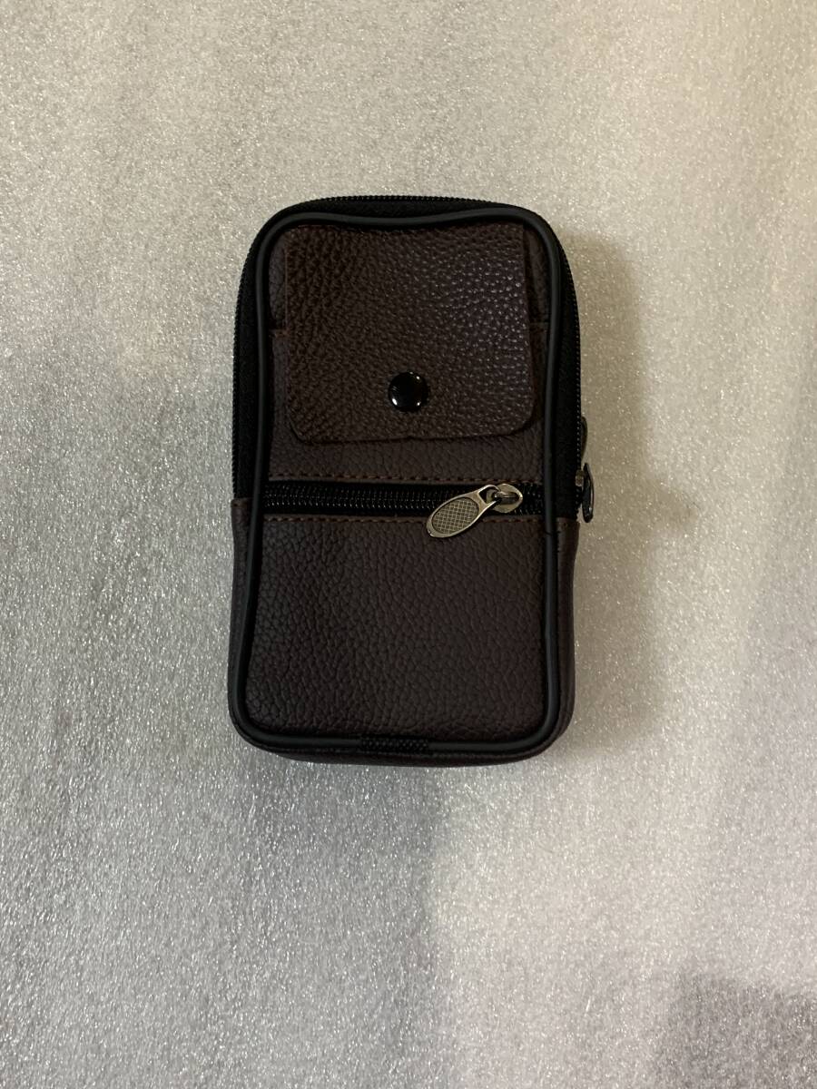 チョコレート　PUレザー（合皮）ベルトポーチ スマホポーチ 