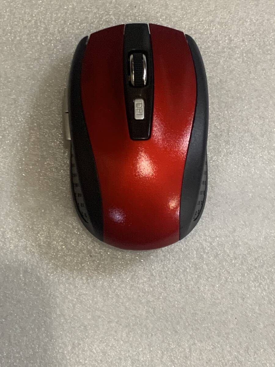 レッド　ワイヤレスマウス 2.4G　無線　光学式