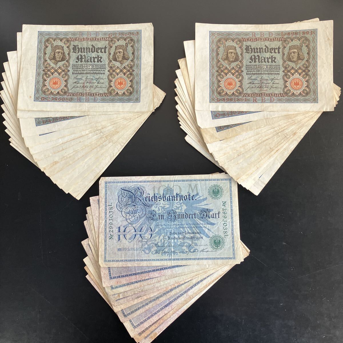 1908・1920年 ドイツ 100マルク紙幣まとめて 旧紙幣 アンティーク コレクション ★3